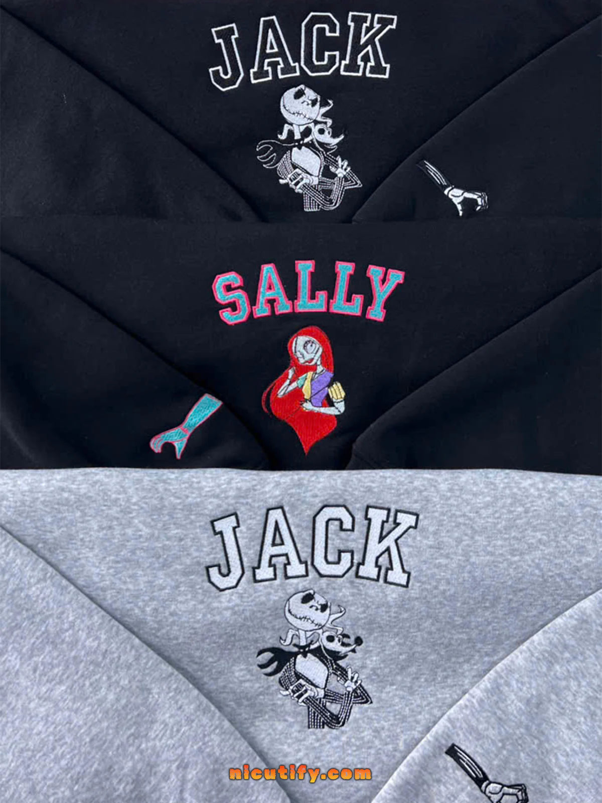 NBC stitched couple design on cozy hoodie